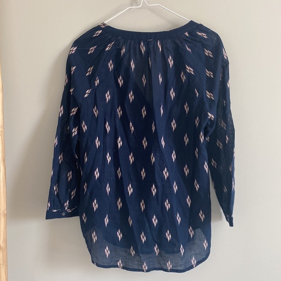Paige Blue Cotton Printed Long Sleeve Blouse Sz Small - Picture 5 of 5